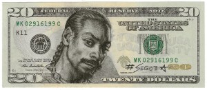 Snoop Dog, pencil on US currency